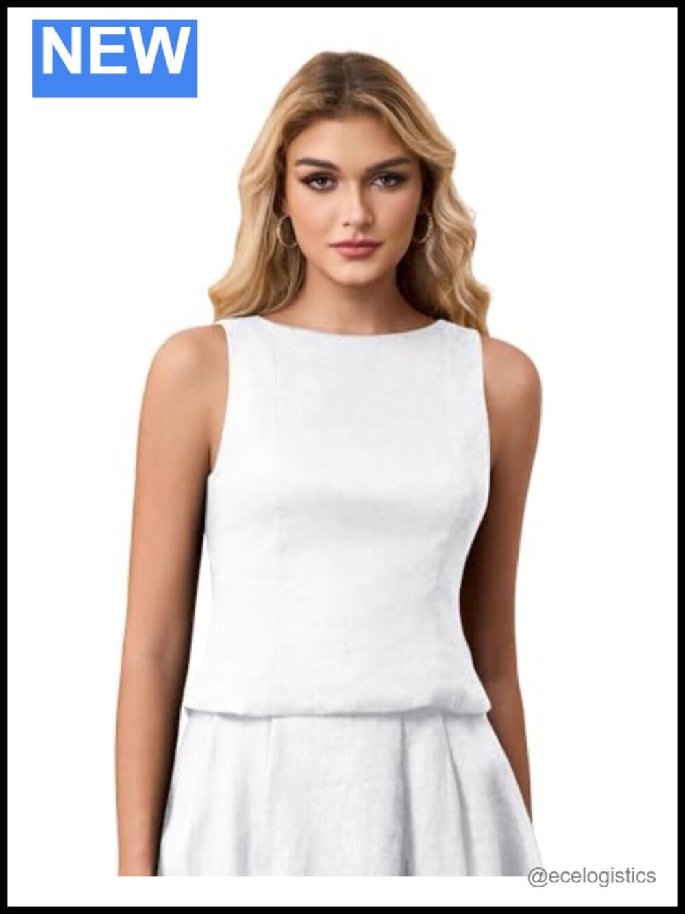 Women's 100% Linen Sleeveless Tank Top with Back Zipper